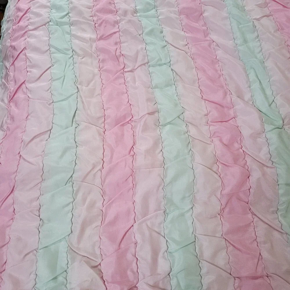 Striped Silky Smooth Shiny Texture Light Weight Long Pastel Color Block Blanket